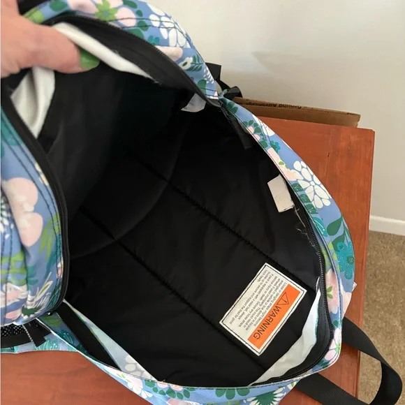 L.L.Bean Floral School Backpack Blue Green Book Bag Laptop Travel Bag - Picture 9 of 12